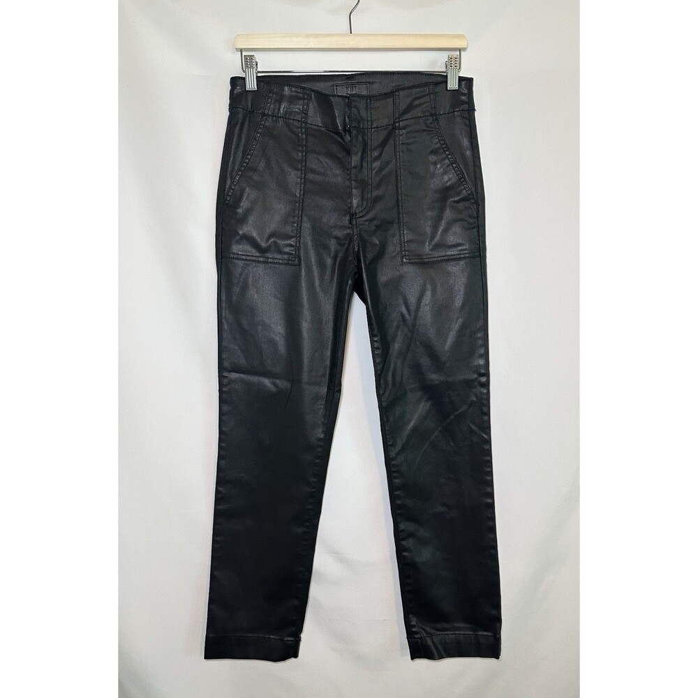 Kut‎ from the Kloth Faux Black Leather Reese Ankle Straight Pants City Women 8